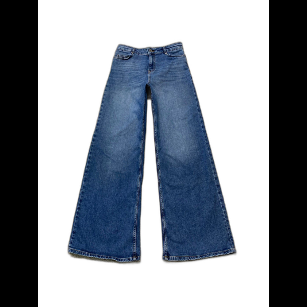 Zara High Rise Wide Leg Jeans 90s Y2K Flare Blue Denim Minimalist Chic Size 4